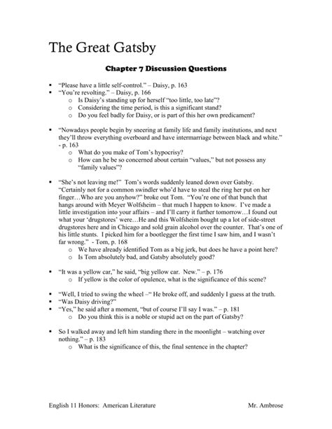 Full Download Great Gatsby Chapter 7 Questions 