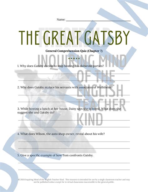 Read Online Great Gatsby Chapter 7 Quiz 