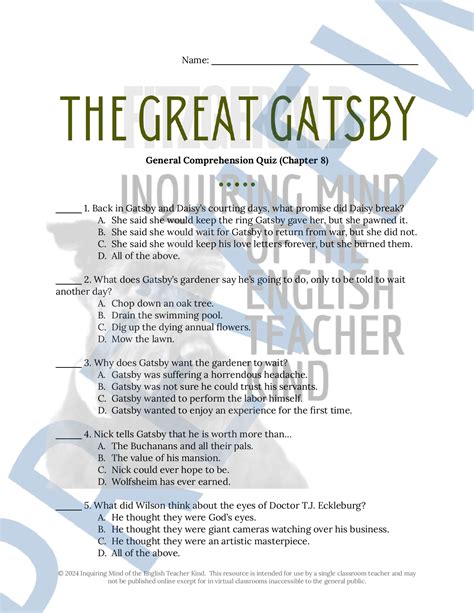 Download Great Gatsby Chapter 8 Quiz 