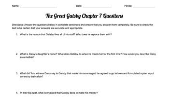 Read Online Great Gatsby Guided Questions 