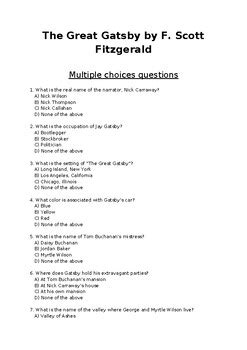 Read Online Great Gatsby Multiple Choice Test With Answers 