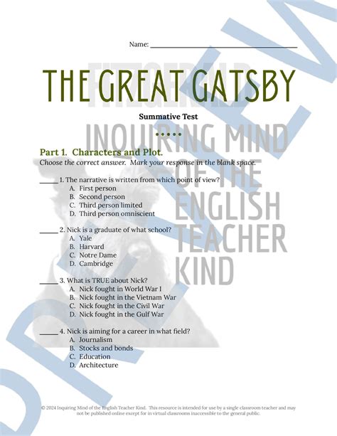 Download Great Gatsby Test With Answer Key 