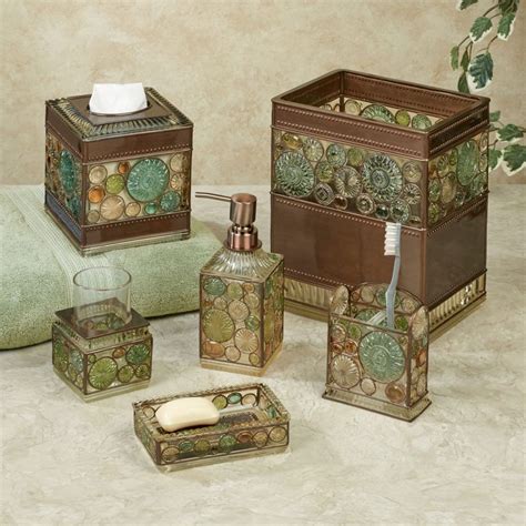 Green And Brown Bathroom Accessories