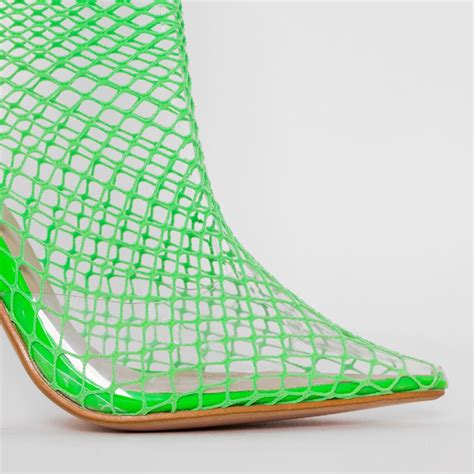 Green Fishnet Heels