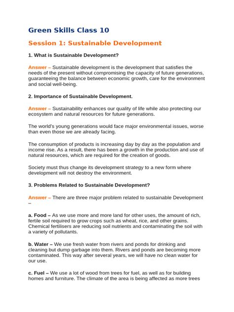 Green Skills Class 10