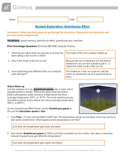 Greenhouse Effect Gizmo