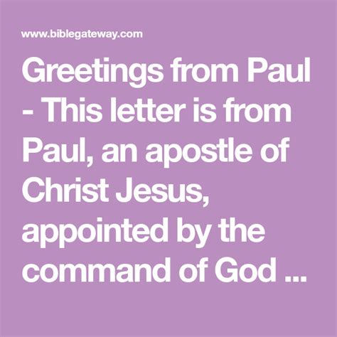 Greetings From Paul