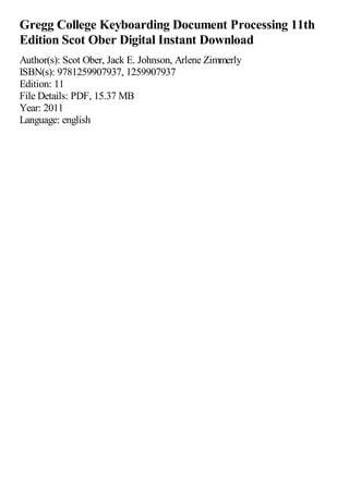 Download Gregg College Keyboarding Document Processing 11Th Edition 