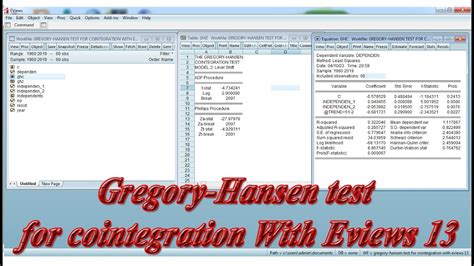 gregory and hansen cointegration test in eviews 9