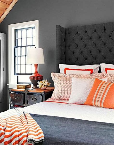 Grey Blue Orange Bedroom