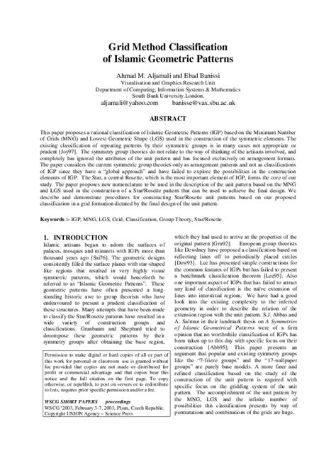 Grid Method Classification Of Islamic Geometric Patterns