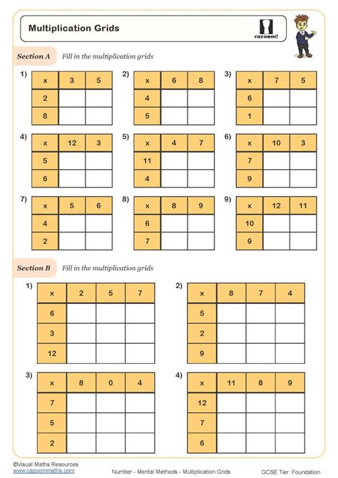 Grid Multiplication Worksheet Cazoom Maths Worksheets Math Grid Worksheets - Math Grid Worksheets