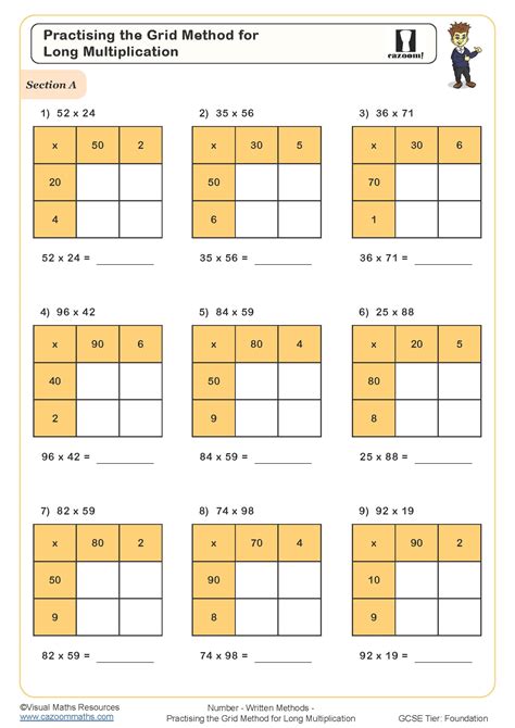 Grid Short And Long Multiplications Practice Worksheets Tes Long Multiplication With Grid - Long Multiplication With Grid