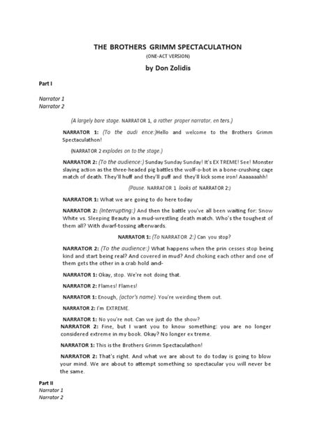 Grimm Brothers Spectaculathon Script