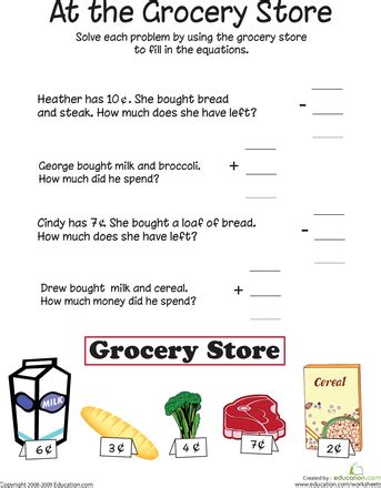 Grocery Math Worksheets Grocery Math - Grocery Math