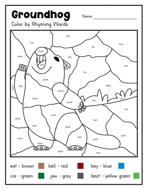 Groundhog Day Coloring Rhyming Worksheets For 1st Grade Groundhog Day For First Grade - Groundhog Day For First Grade