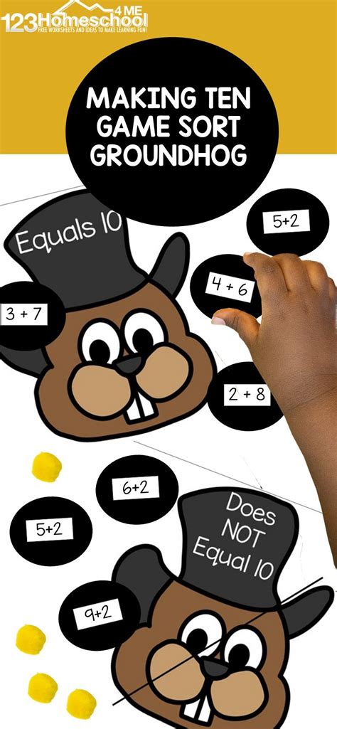 Groundhog Day Math Making Ten Games 123 Homeschool Groundhog Day Math Worksheets - Groundhog Day Math Worksheets