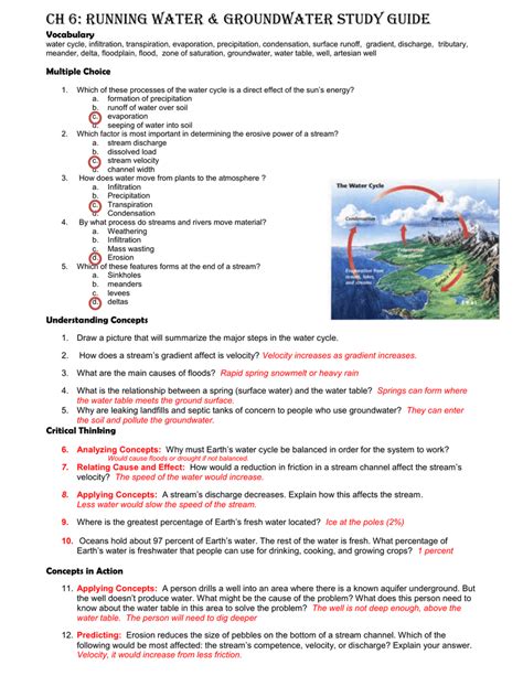 groundwater study guide answer key