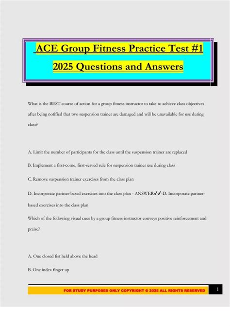 Group Fitness Practice Test