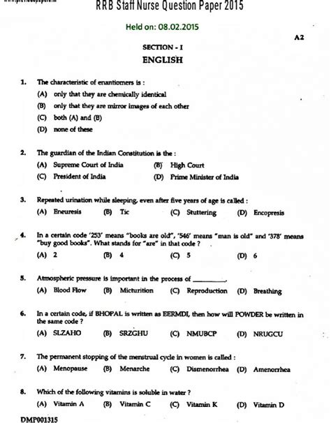 Read Group 1 Exam Model Question Paper 