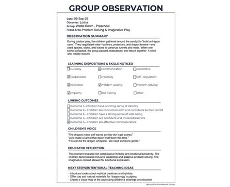 Read Group Observation Paper Sample 