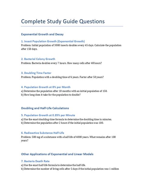Growth And Decay Study Guide Answers
