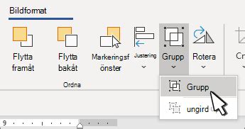 gruppera bilder i word