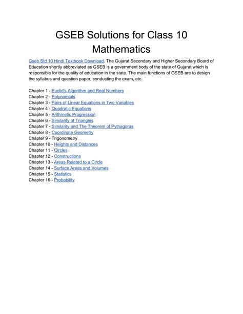 Gseb Solutions Class 10