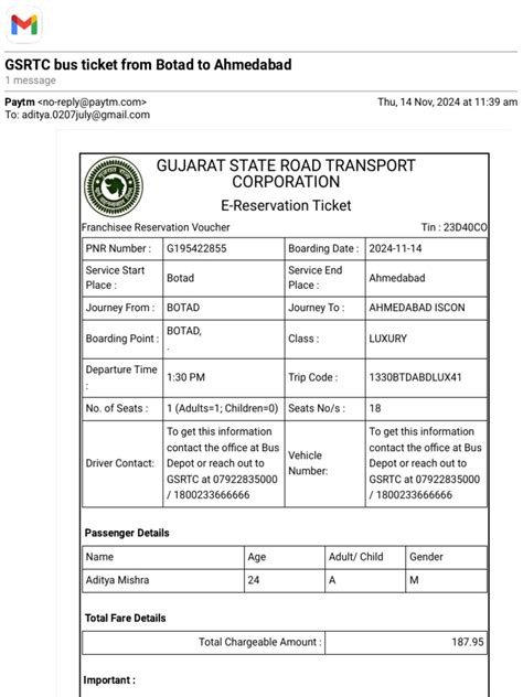 Gsrtc Print Ticket