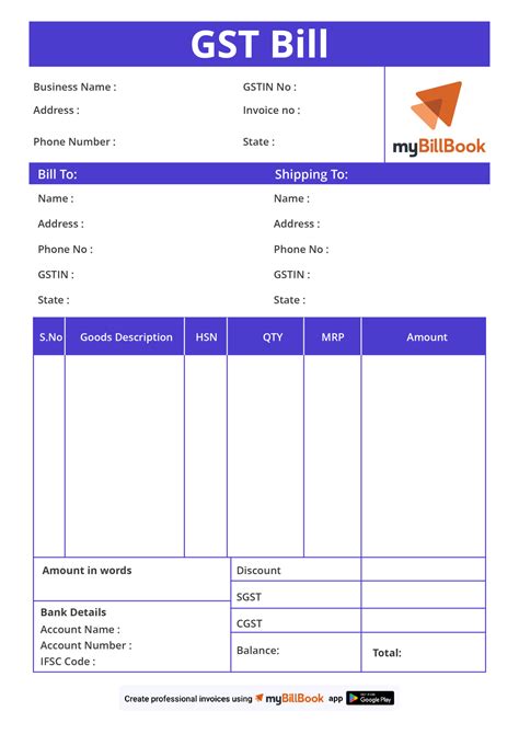 Gst Bill Book Format