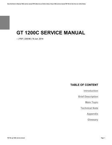 Full Download Gt1200C Service Manual File Type Pdf 