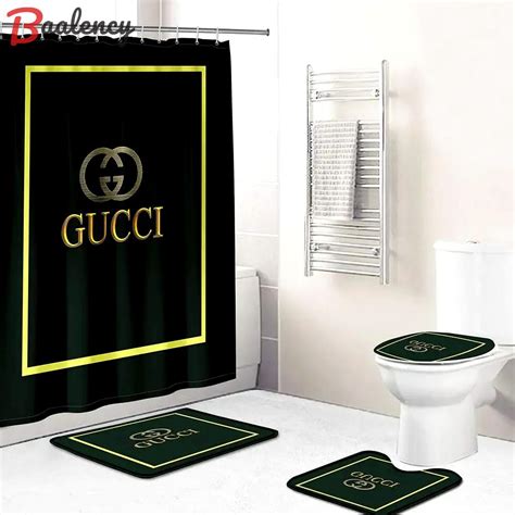 gucci bathroom set yellow and black Full shower curtain