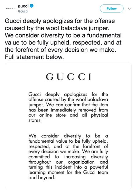 gucci on Twitter: "Gucci deeply apologizes for the offense caused …