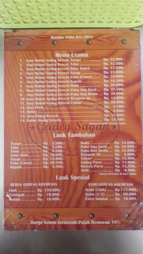gudeg sagan menu | Menu nh ca Gudeg Sagan Depok Tripadvisor