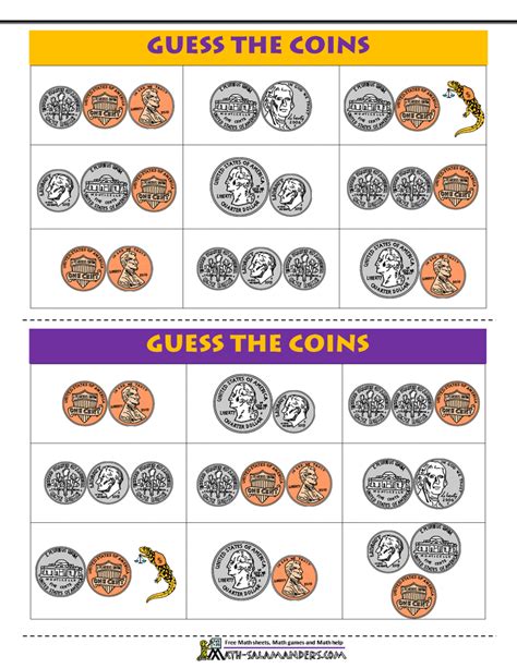 Guess The Coins Money Game Free Printable Math Math Coins - Math Coins