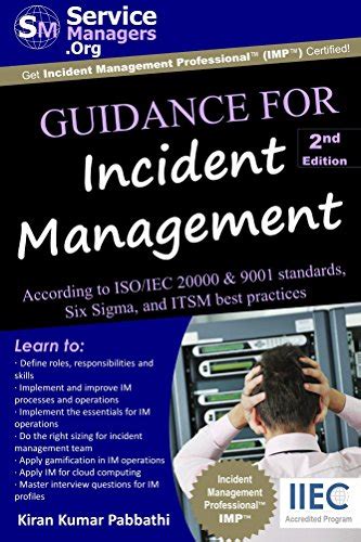 Read Online Guidance For Incident Management According To Iso Iec 20000 9001 Standards Six Sigma And Itsm Best Practices 