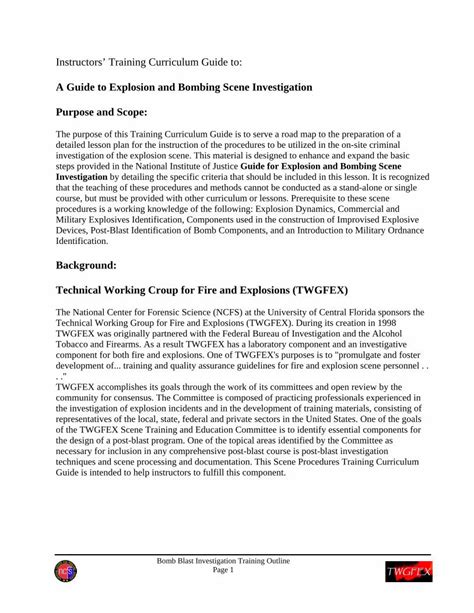 Guide For Explosion And Bombing Scene Investigation Emergency Responder Guidelines Doj Guides For Law Enforcement Fire Service Ems Investigators