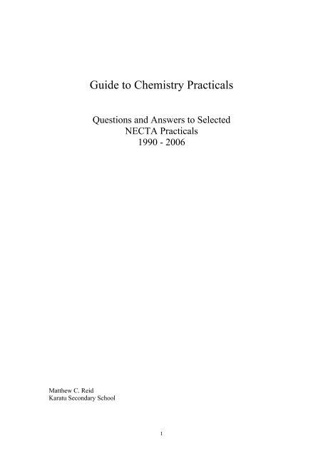 Guide To Chemistry Practicals Maktaba