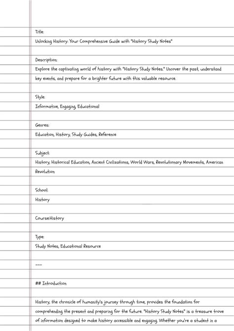 Guide To Notes For History Alive