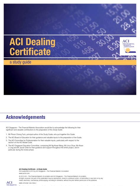 Guide To The Aci Dealing Certificate