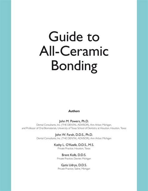 Read Online Guide To All Ceramic Bonding 