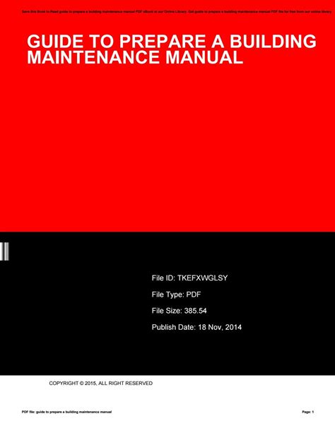 Full Download Guide To Prepare A Building Maintenance Manual 