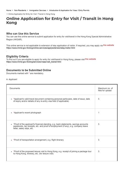 Read Guidebook For Entry For Visit Transit In Hong Kong 