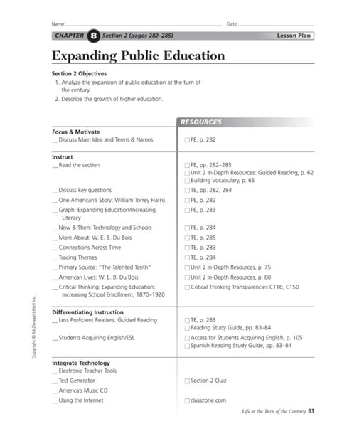 Read Guided Expanding Public Education Answer Key 