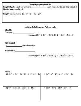 Read Guided Notes On Subtracting Polynomials 