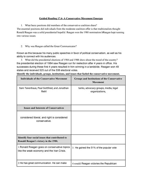 Full Download Guided Reading A Conservative Movement Begins 