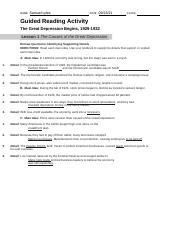 Full Download Guided Reading Activity The Great Depression Begins Lesson 