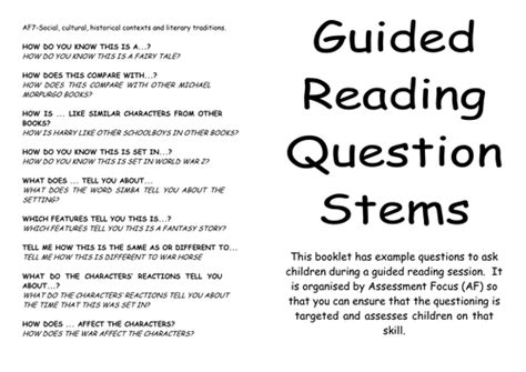 Read Online Guided Reading Question Stems 