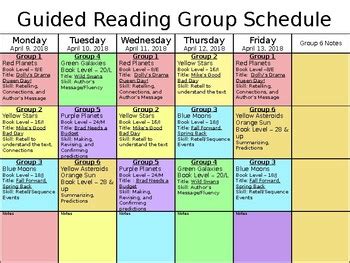 Full Download Guided Reading Schedule Template 