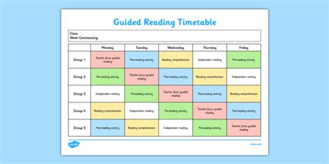 Full Download Guided Reading Schedule Template 